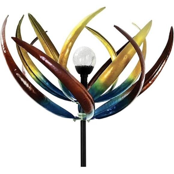 Bits and Pieces - 74" Multi-Color Tulip Wind Spinner - Yard Decorations - Solar - Picture 7 of 7